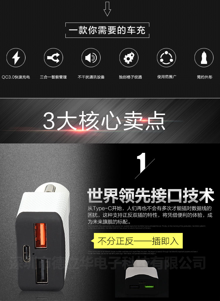 德立华-TYPE-C车充智能快充